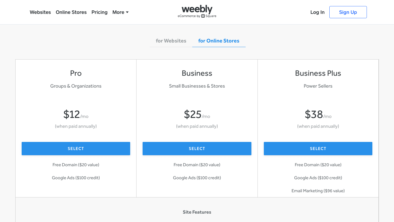 Weebly business plan pricing