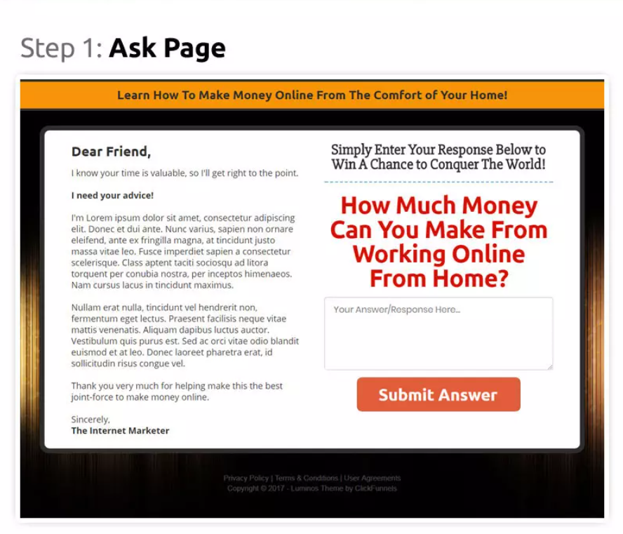 Ask campaign funnel template ClickFunnels templates