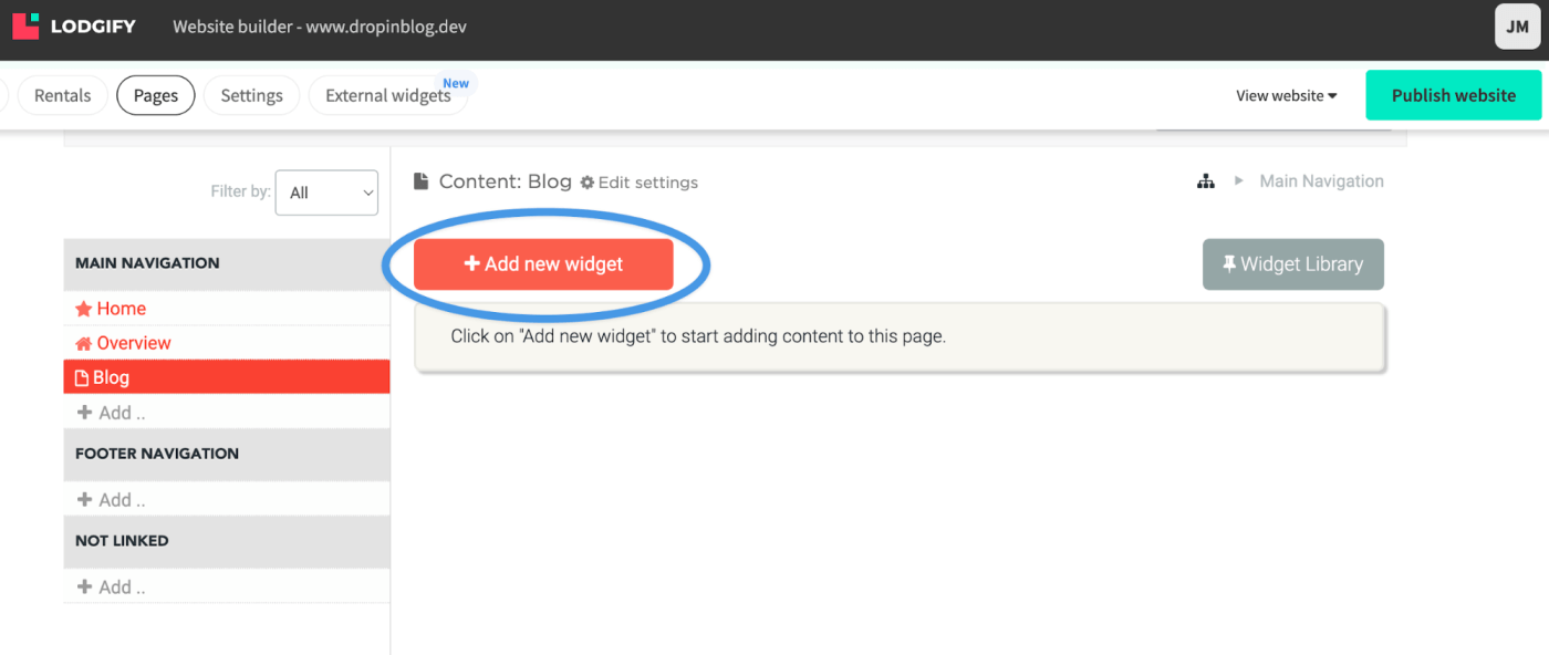 Add New Widget to Lodgify Site