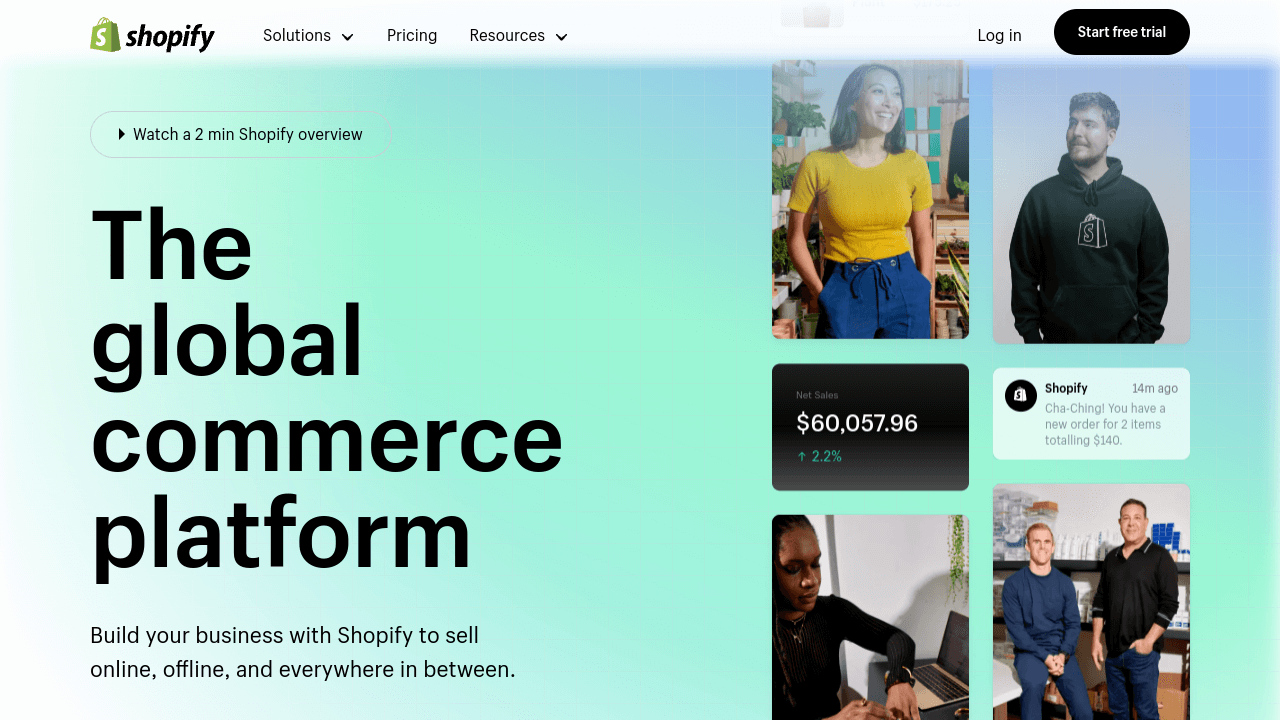 Shopify homepage