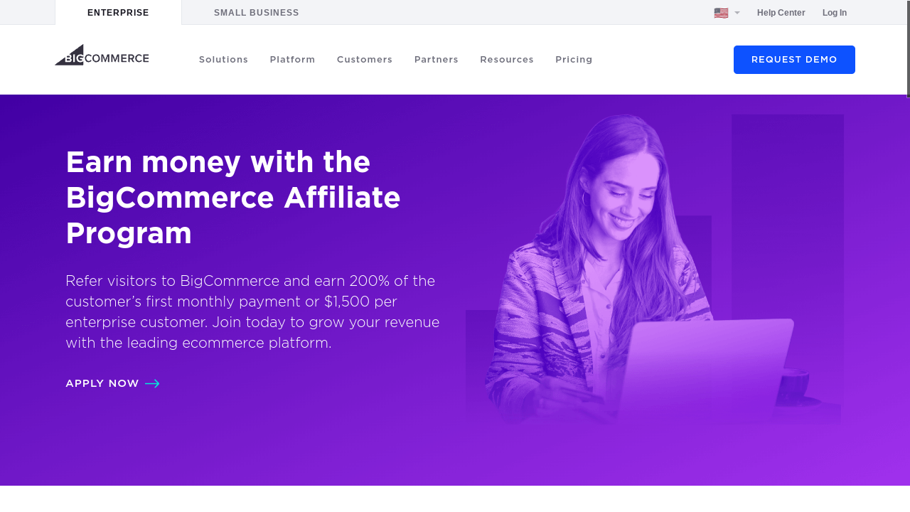 BigCommerce affiliate program: homepage