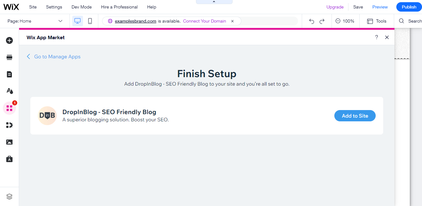 How to Create a Blog on Wix DropInBlog Finish Setup