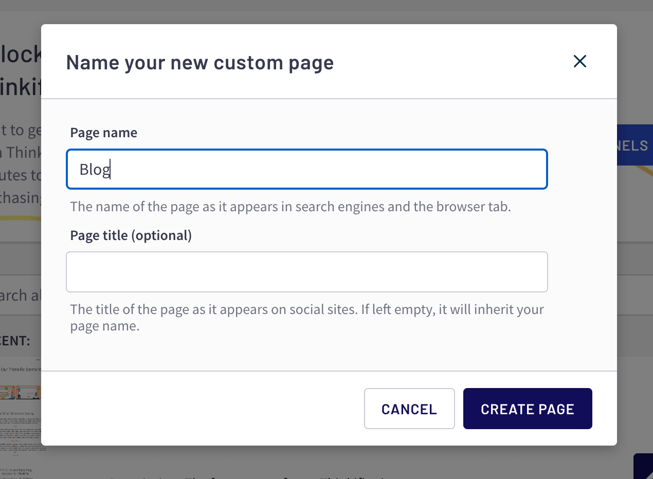 Name New Custom Page