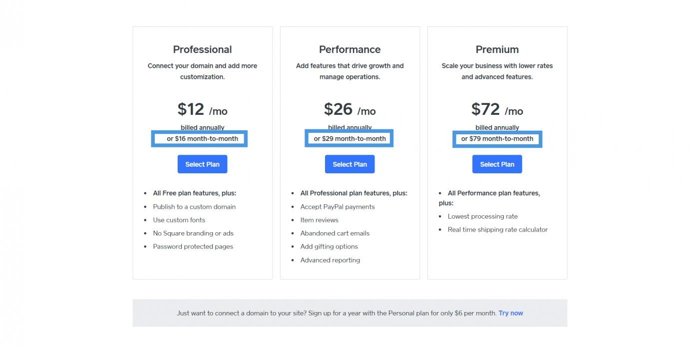 Weebly pricing plans monthly US