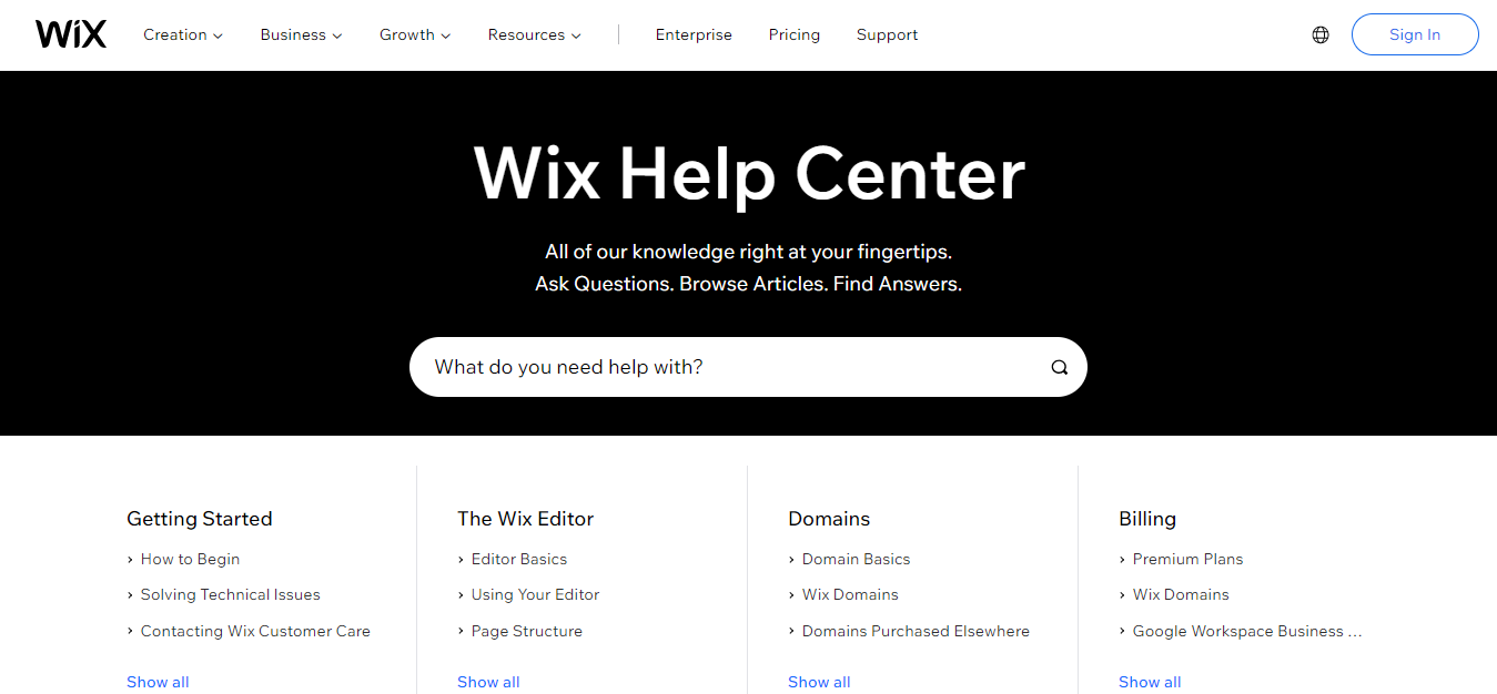 Wix help center