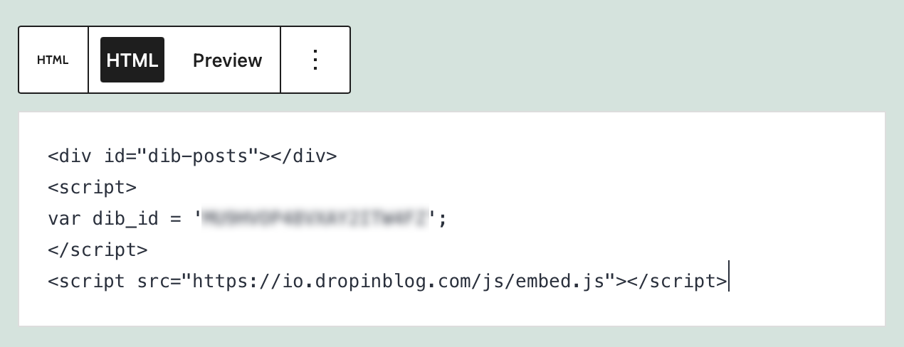 Code added to the Custom HTML block