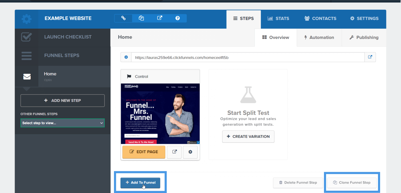 Clone Funnel Step - Add to Funnel