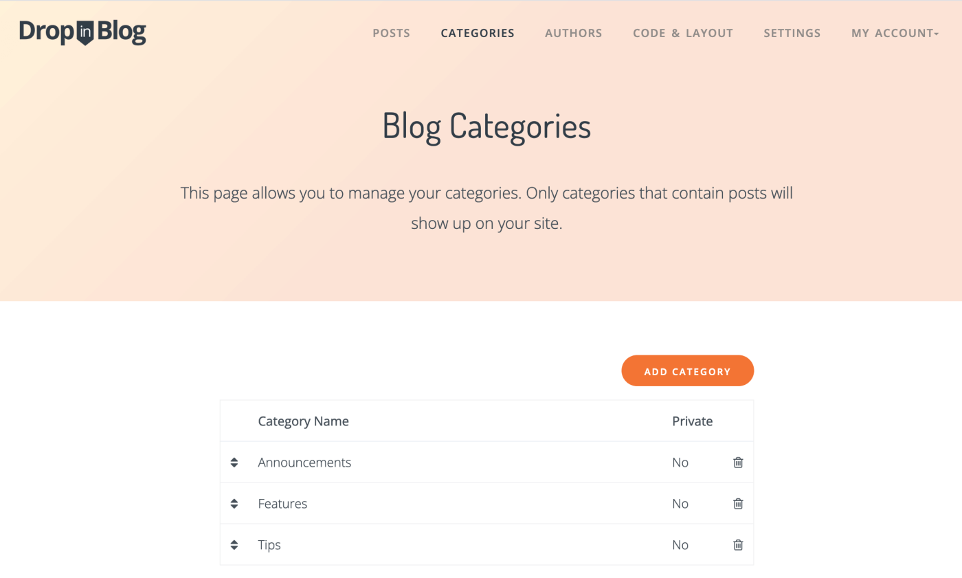 Add Categories to Shopify Store using Dropinblog