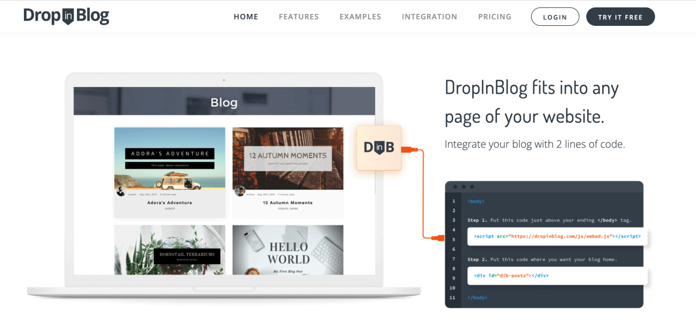 DropInBlog easy integration