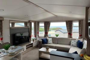 The living room of a caravan in Exmouth