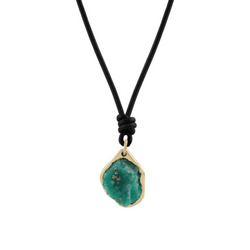 Rough Emerald (71.05ct) pendant in 18k yellow gold