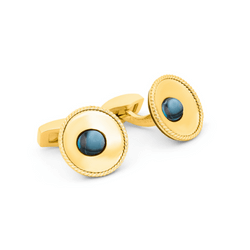 Yellow gold plated sterling silver Cable bowl cufflinks with topaz