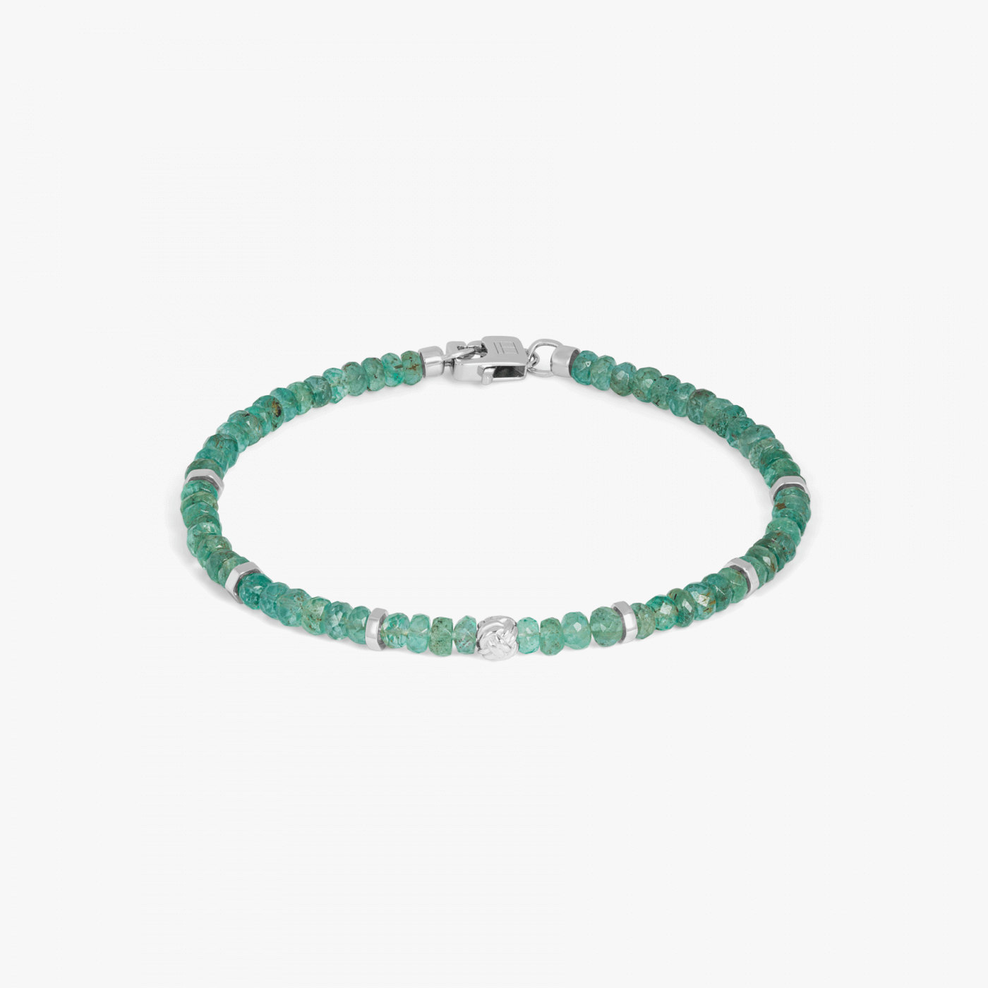 Nodo bracelet with emerald and sterling silver