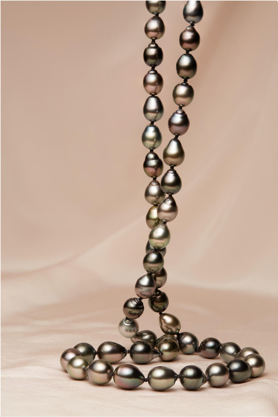 Tahitian drop pearl long necklace