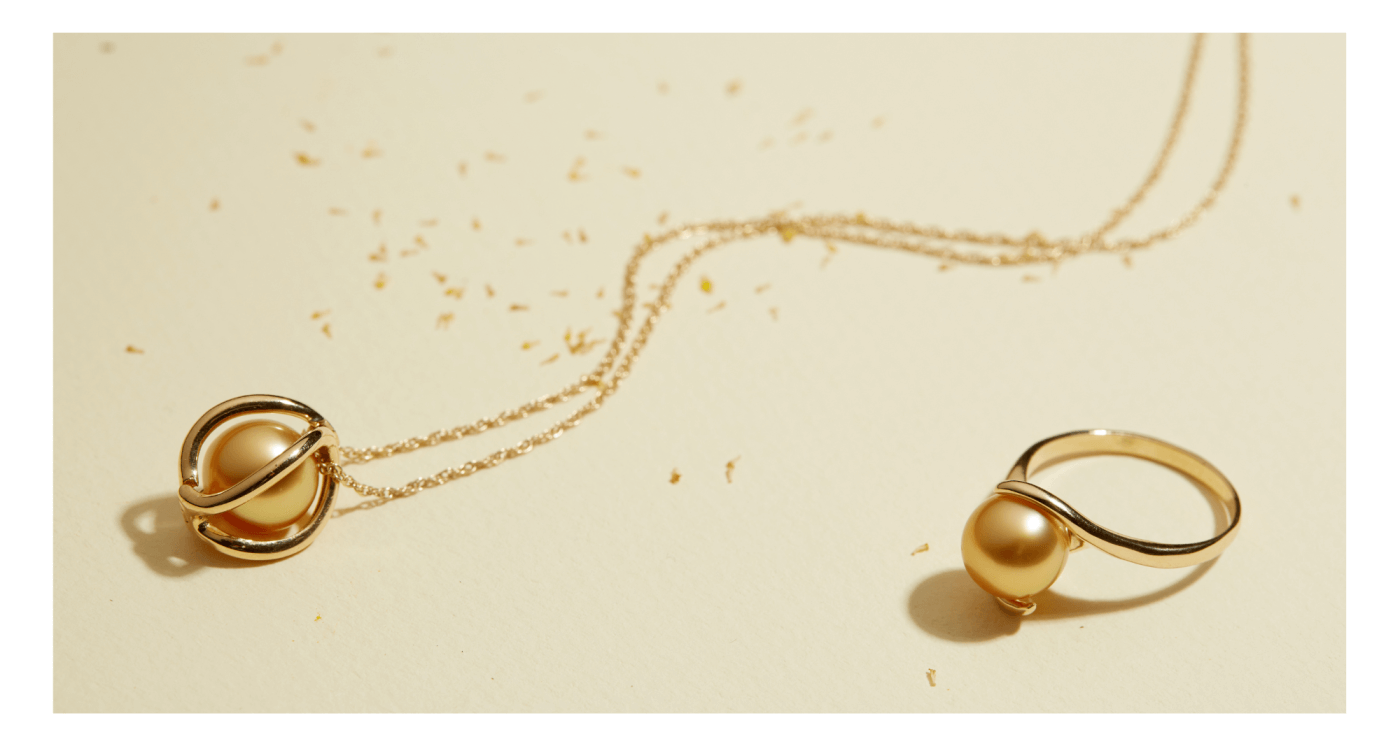 Two golden south sea pearls