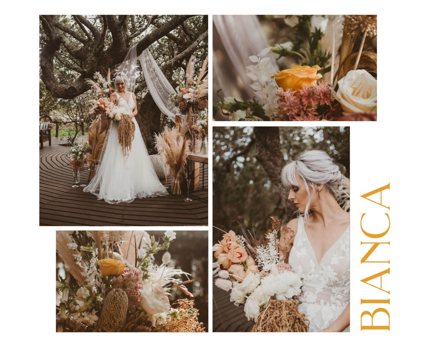 Bianca's wedding dress and bridal bouquet - Fabulous Flowers and Molteno Couture
