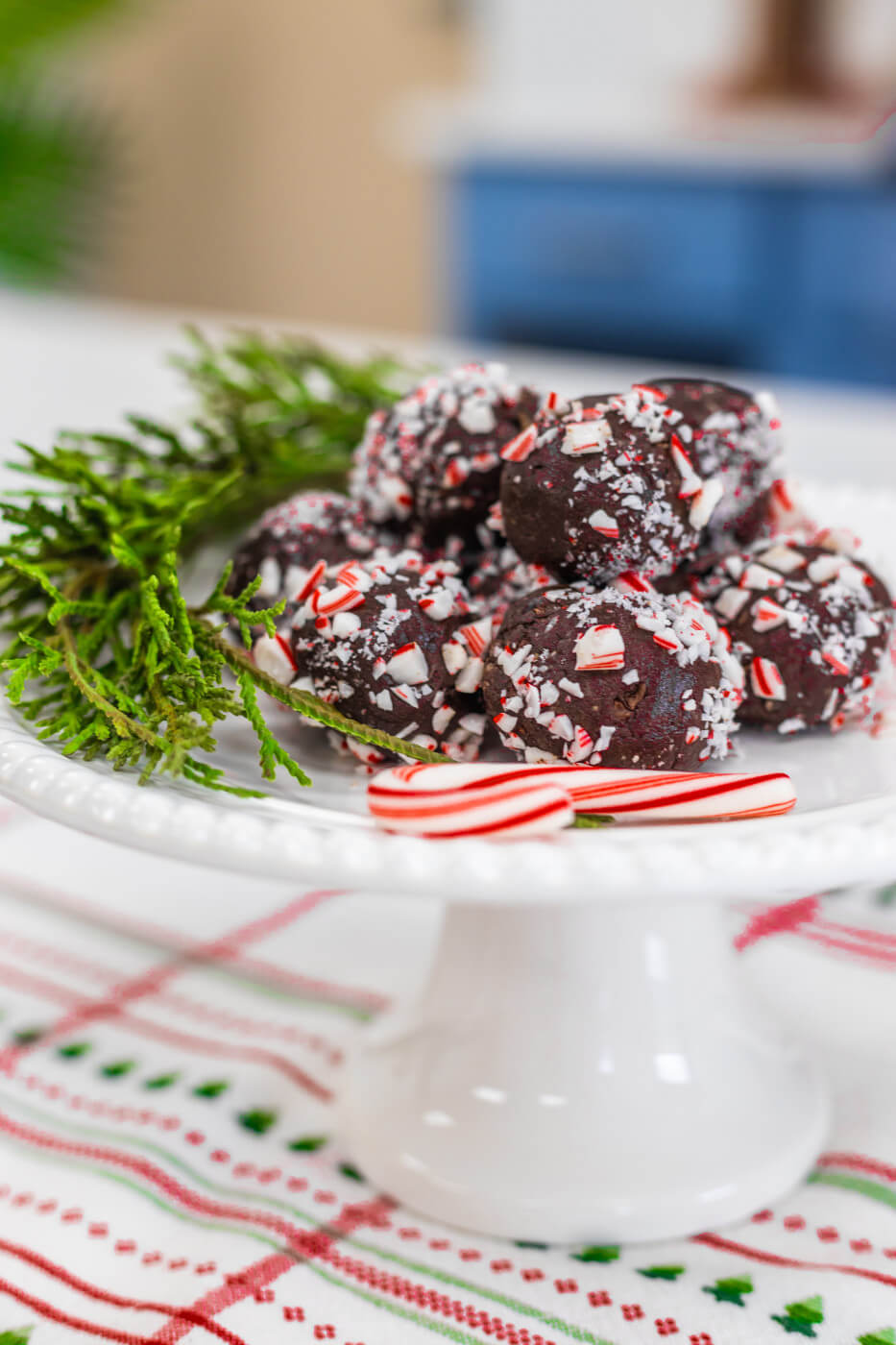 No Bake Peppermint Protein Balls on platter | Bariatric Recipes by Celebrate Vitamins