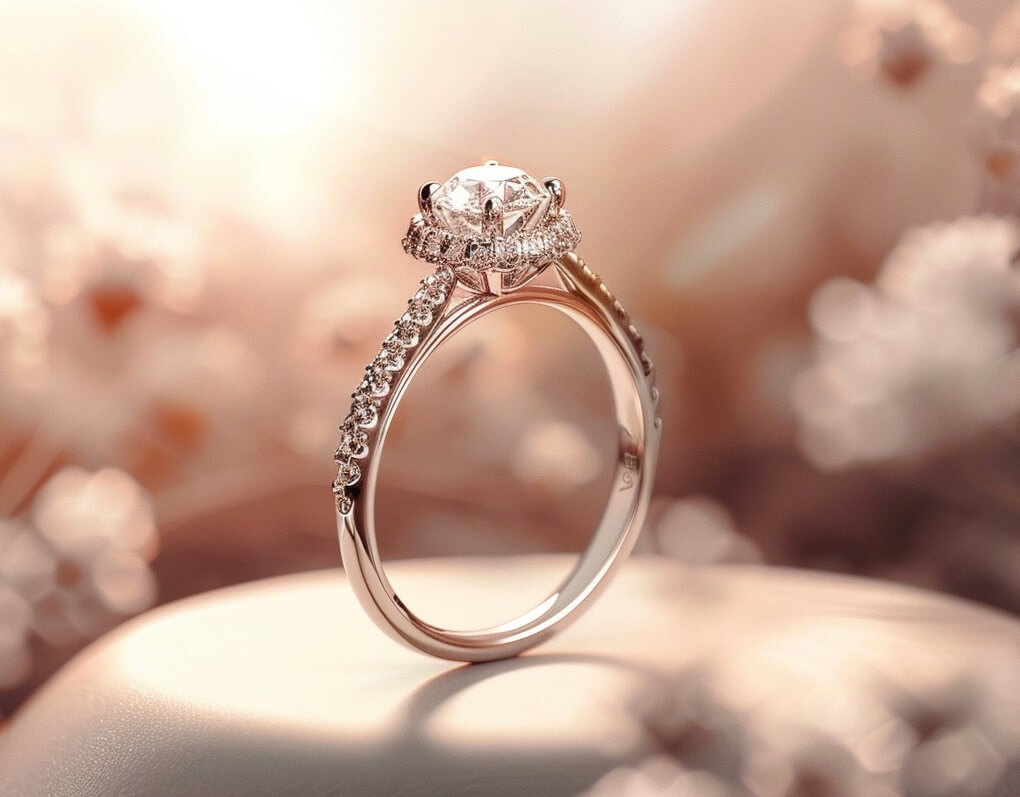 A beautiful diamond engagement with shoulder set diamonds