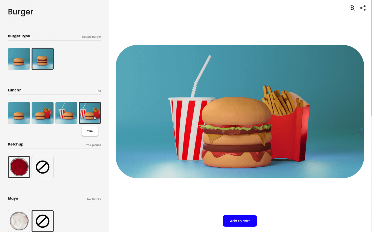Burger Customizer App