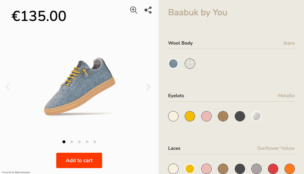 Baabuk shoes product customizer