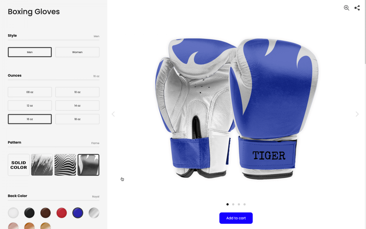 boxing glove customizer app