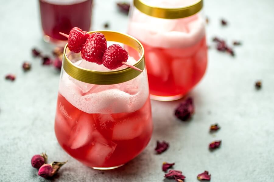raspberry rose non alcoholic drinks mocktail
