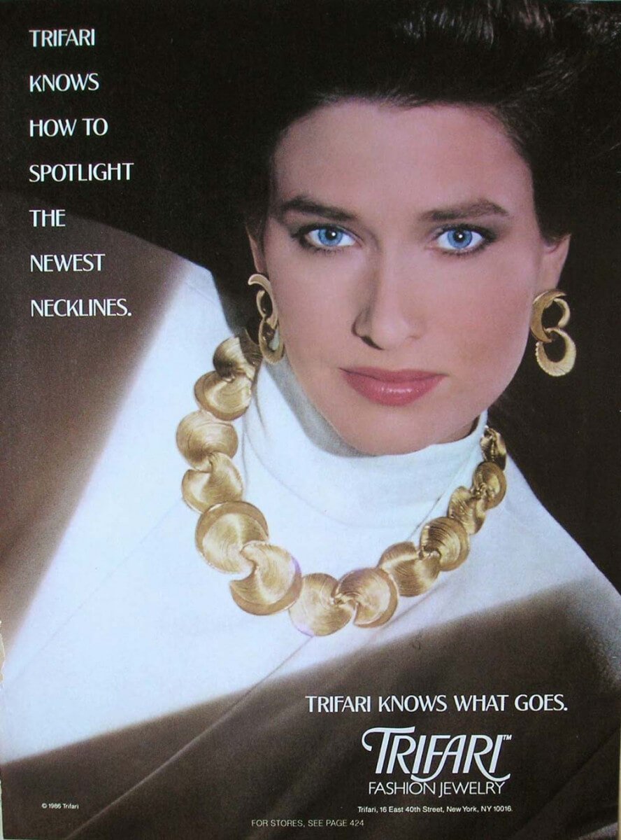 Trifari Jewelry Ad, 1986