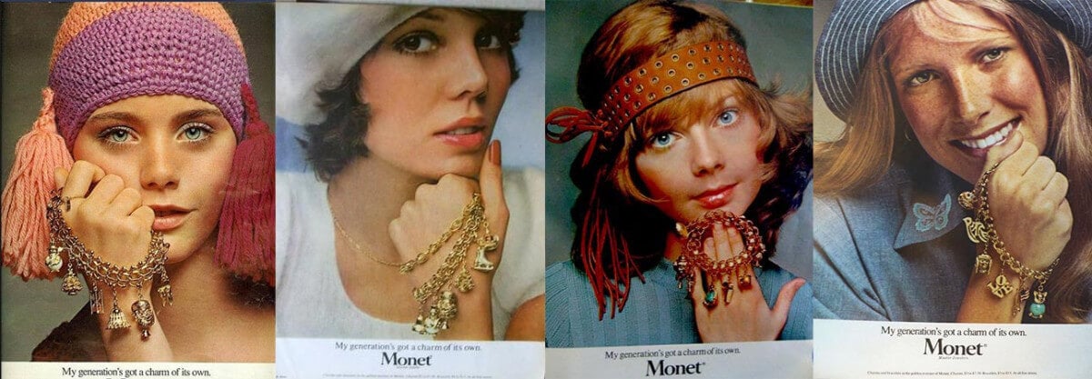 Monet Charm Bracelet Ads, 1960s
