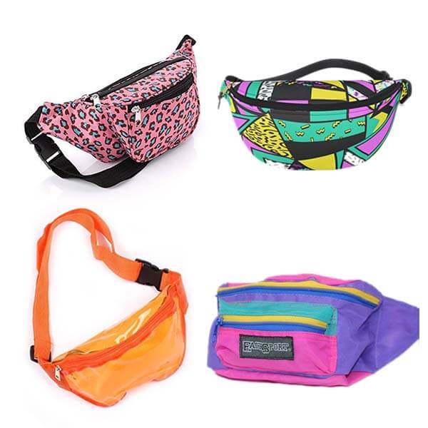 80s fashion trends colorful fanny packs waist bags bumbags