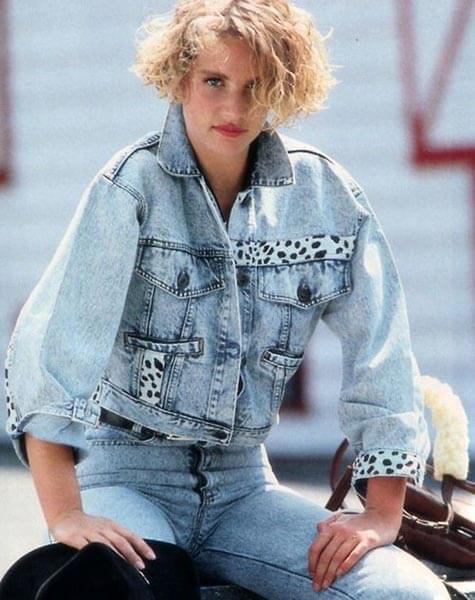 80s fashion denim jacket women