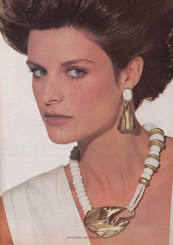 80s Jewelry, Trifari necklace and earrings, 1985