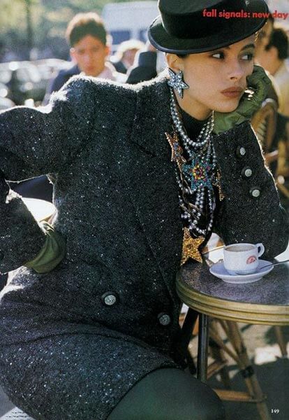 80s Jewelry Diamond Star Earrings and Strand Necklaces, Vogue, July 1989