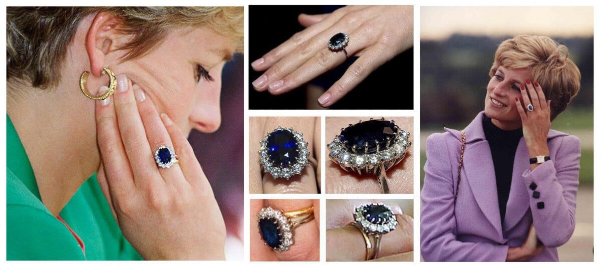 princess diana wearing her sapphire blue diamond engagement ring