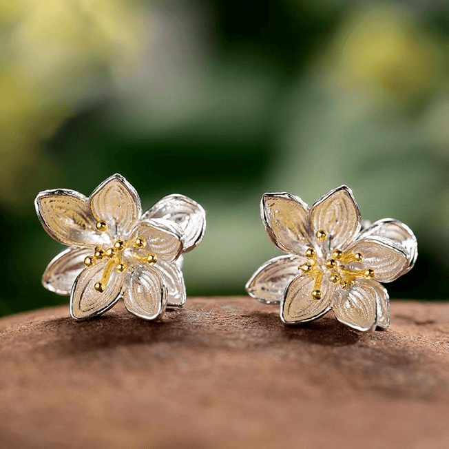 925 sterling silver tiny water lily stud earrings