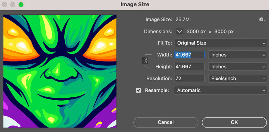 image size in photoshop