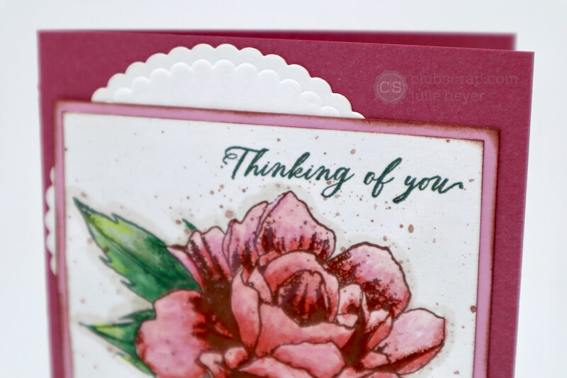 Peony Blossom Card #clubscrap #stamping #masking #coloring #peony #florals 