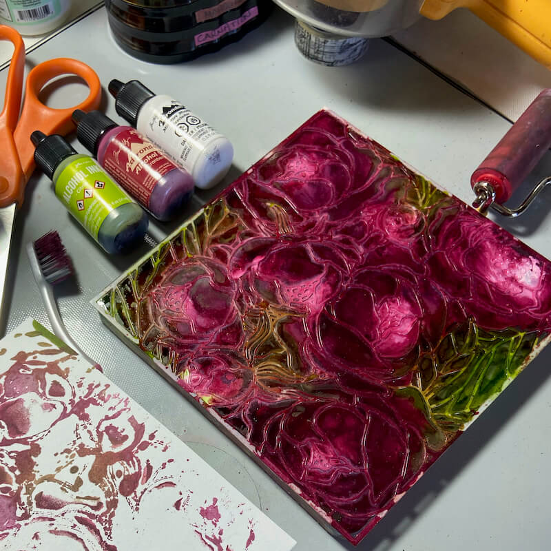 Peony Stencil Gel Prints - Perfect for pages! – Club Scrap