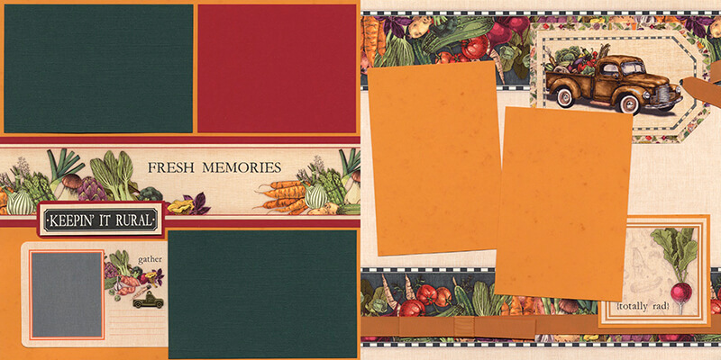 Farmstand pages by Club Scrap #clubscrap #efficientscrapbooking