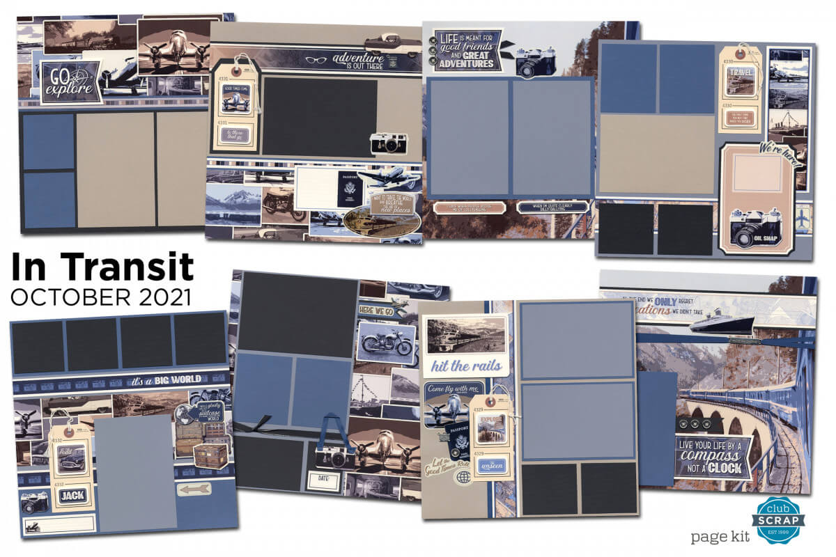 In Transit Page Kit by Club Scrap #clubscrap #efficientscrapbooking