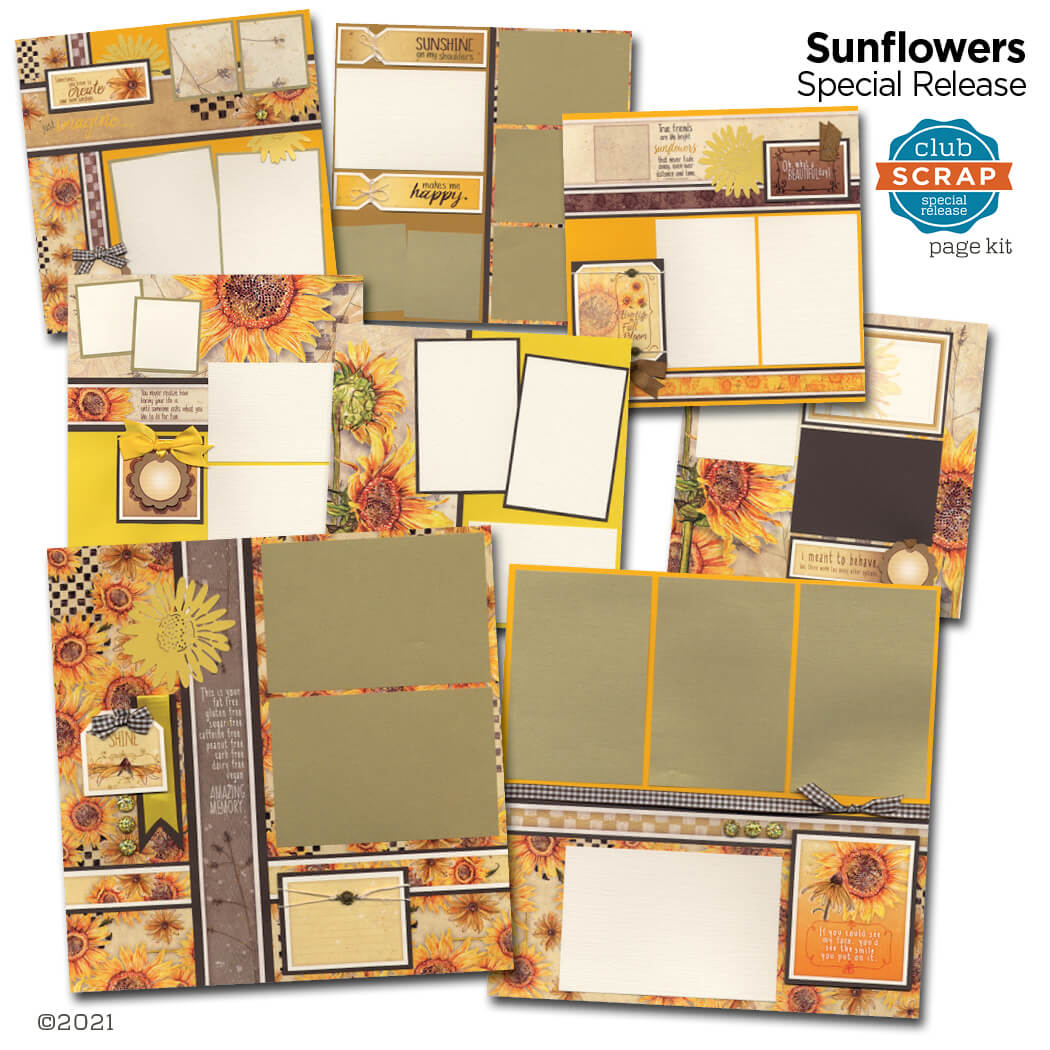 Sunflowers Page Kit #clubscrap #efficientscrapbooking