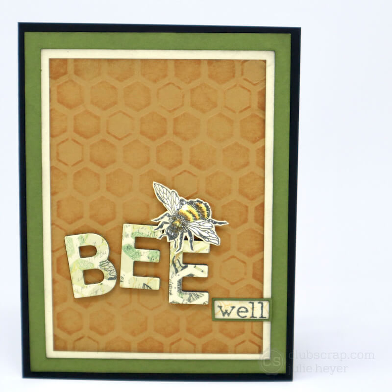Die Cut Words Let It Bee cards #clubscrap #bees #bumblebees #cards #stencils #stamping