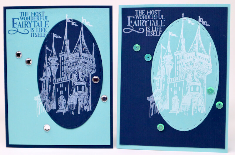 Switched Shapes technique Fairytale cards #clubscrap #fairytale #castle #cards