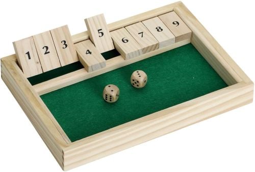 Shut the Box game with box and dice
