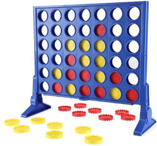 Connect 4 game with red and yellow pieces