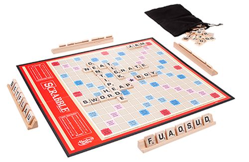 Classic Games: Scrabble board, tile, racks, and letter bag