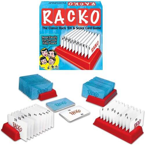 Rack-O game box, cards, and rack