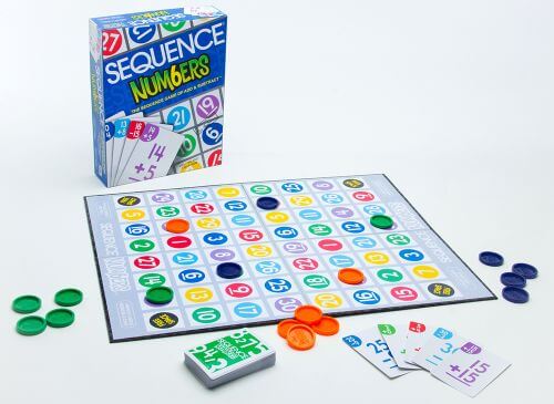 Sequence Numbers game board, cards, and counters