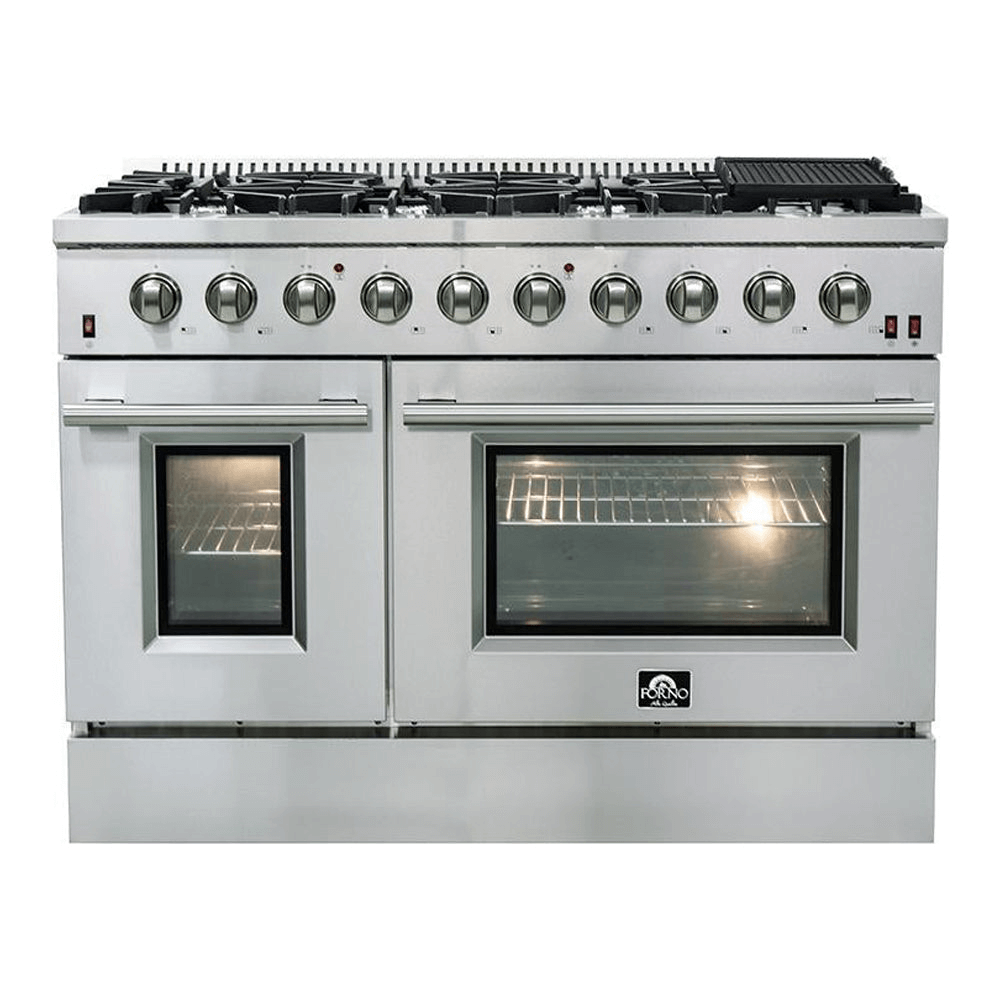 Forno Galiano Professional - 48 in. 6.58 cu. ft. Range with Gas Stove and Gas Oven in Stainless Steel (FFSGS6244-48) - white background
