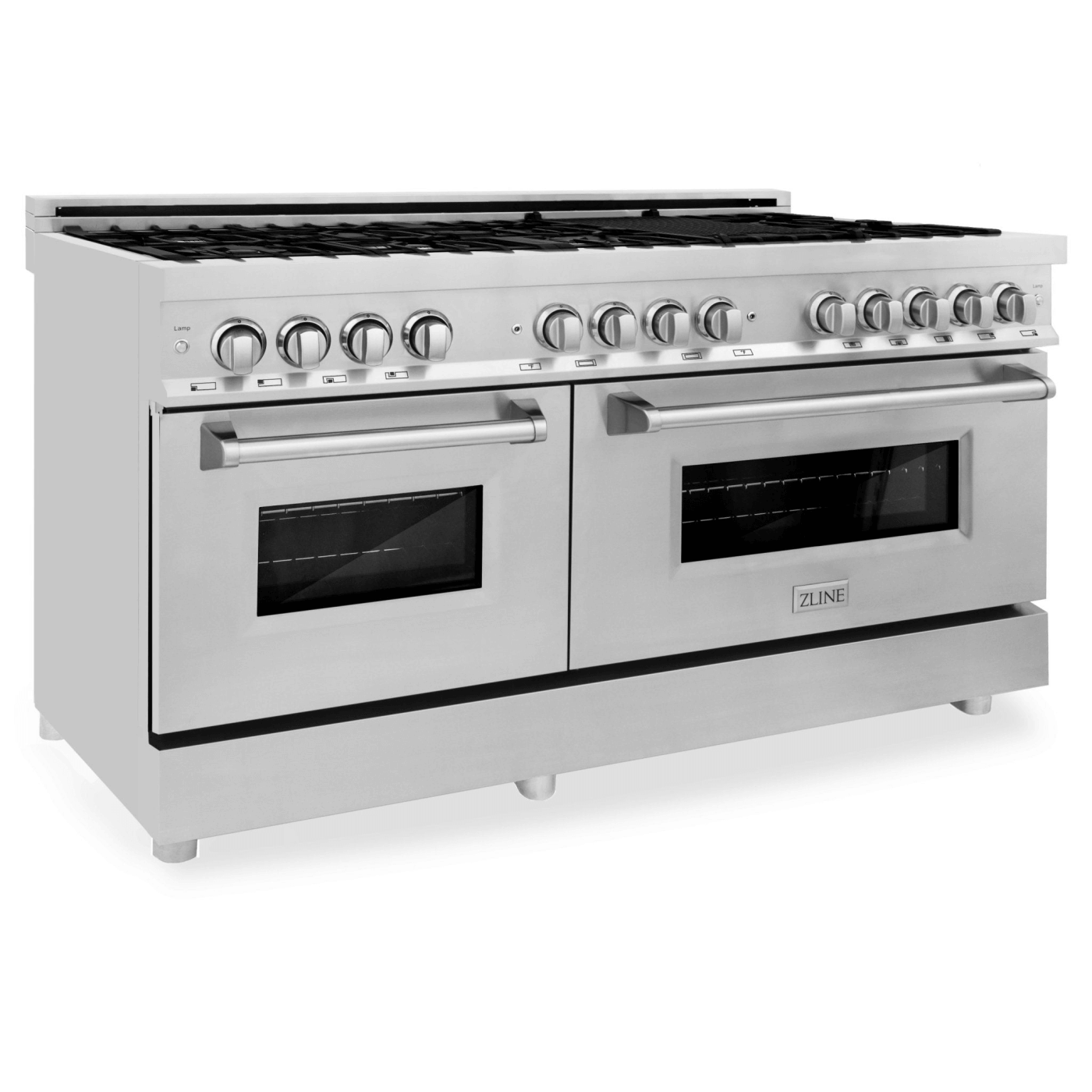 ZLINE 60 in. 7.4 cu. ft. Dual Fuel Range with Gas Stove and Electric Oven in Stainless Steel (RA60) - white background