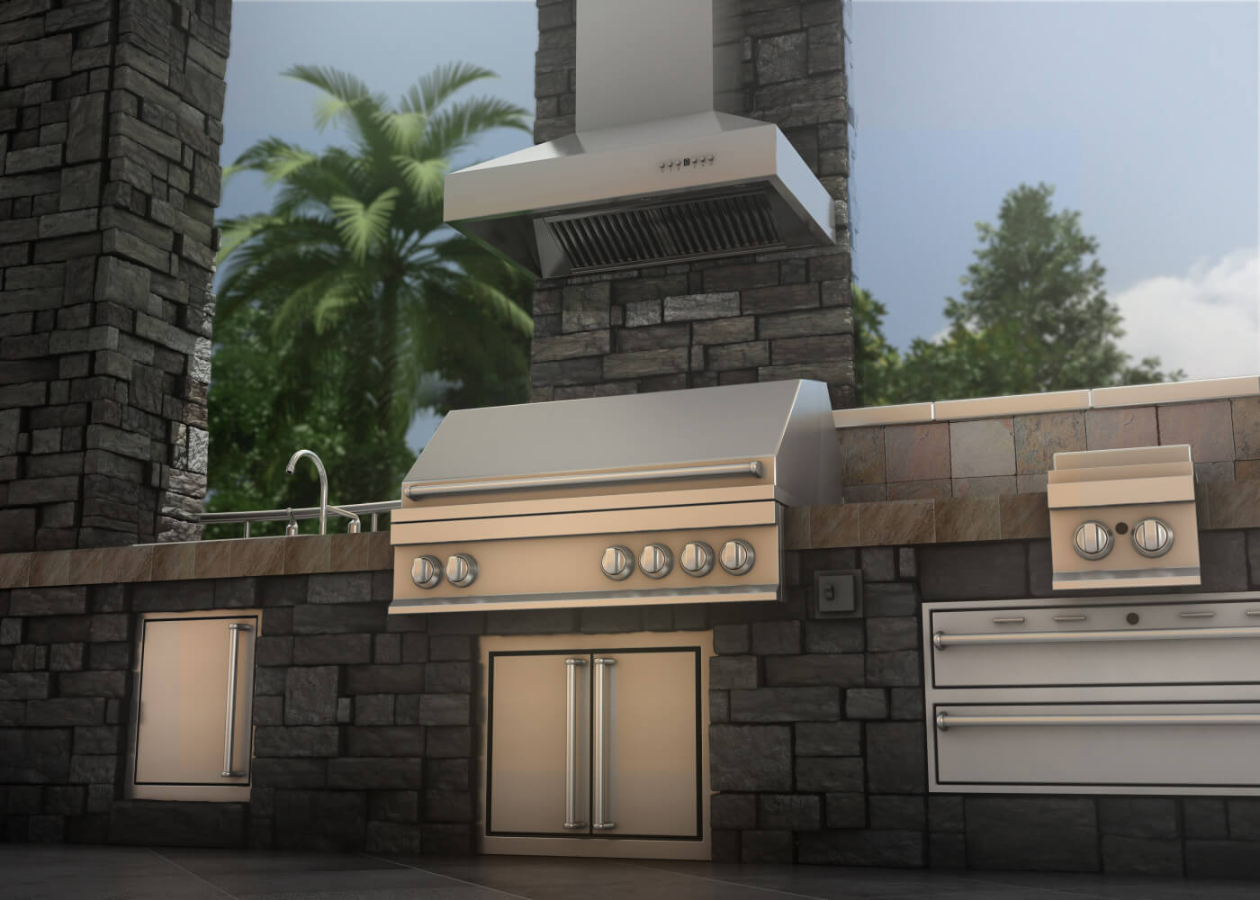 ZLINE Outdoor Wall Mount Range Hood in Outdoor Approved Stainless Steel (667-304)-Lifestyle